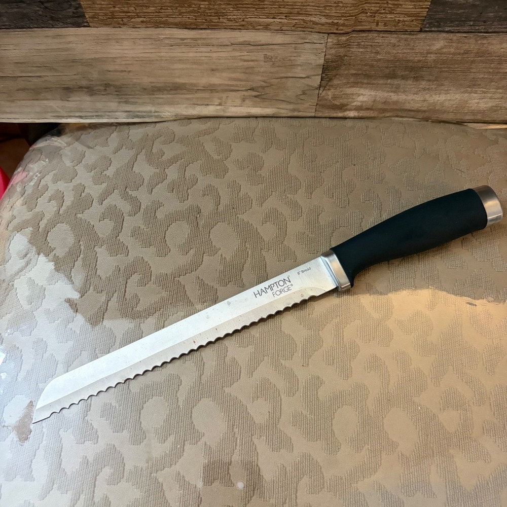 Hampton Forge Bread Knife Serrated Stainless Steel Black Handle